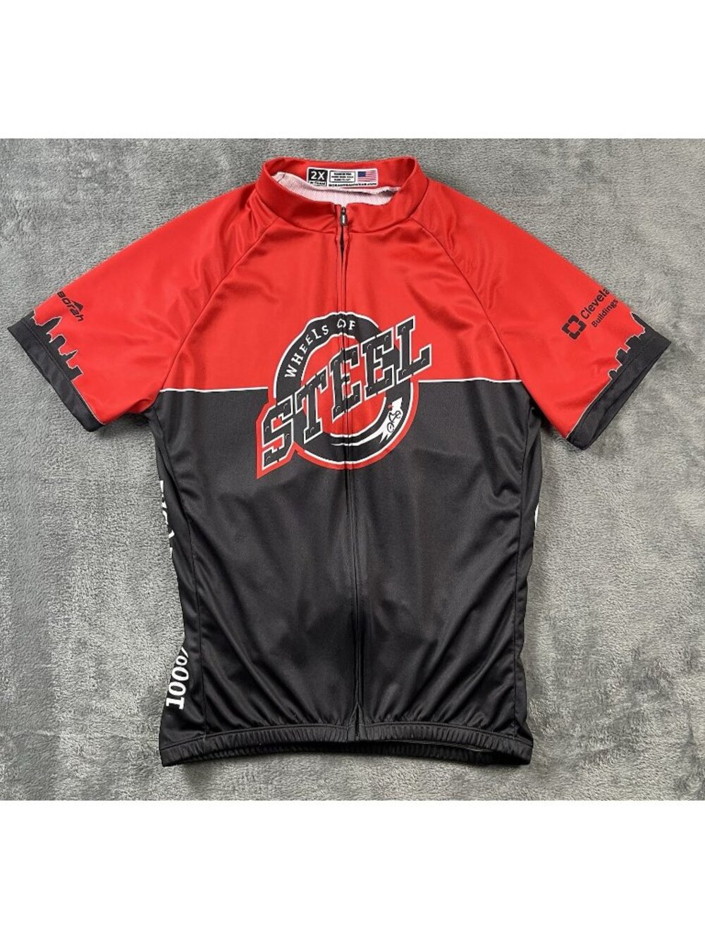 Borah Cycling Jersey Red Men's 2XL Wheels Of Steel Cleveland Clinic